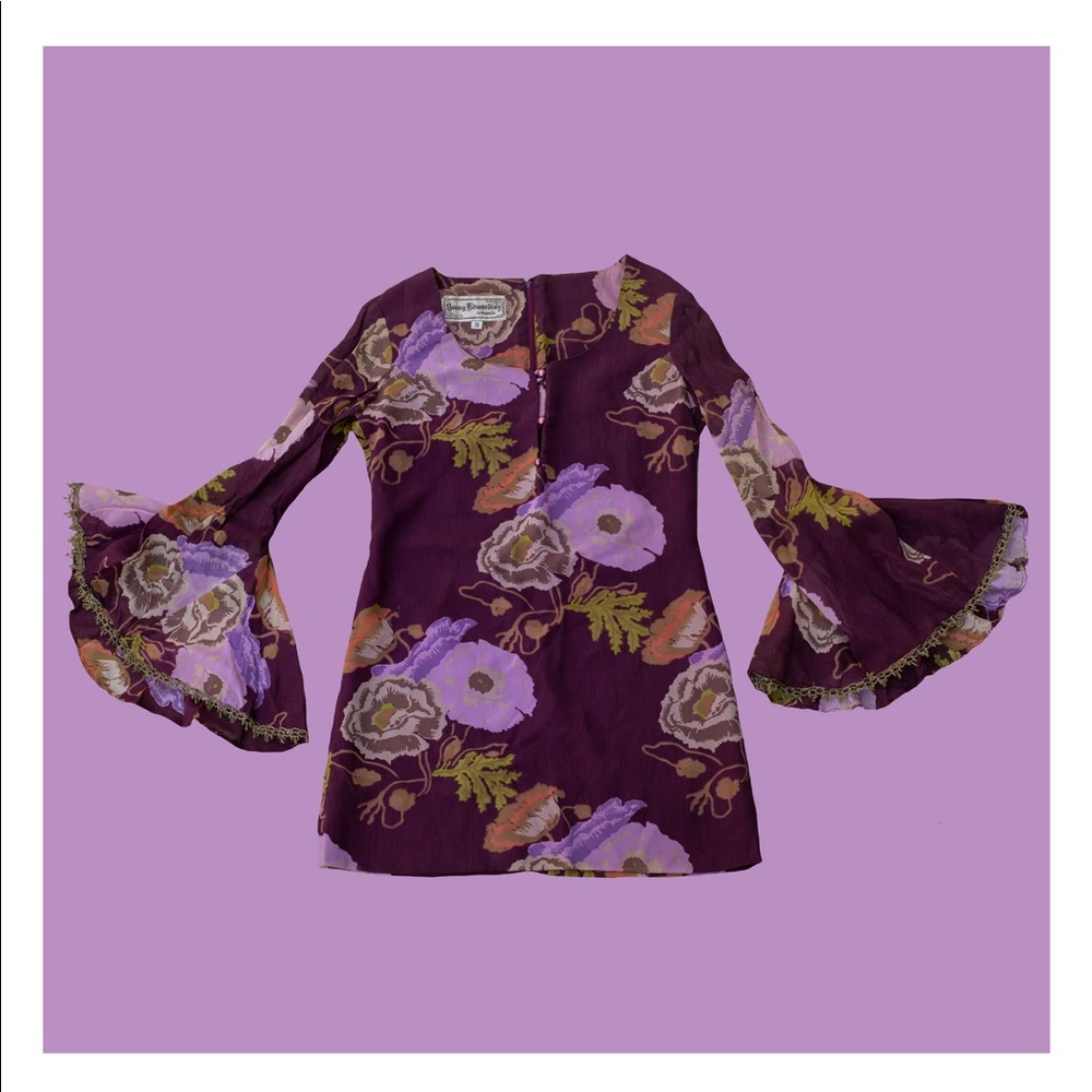 Young Edwardian 70s trumpet sleeve dress